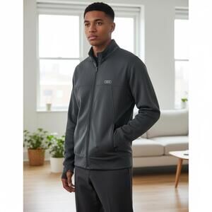 Audi Men's Charcoal Gray Full Zip Track Jacket